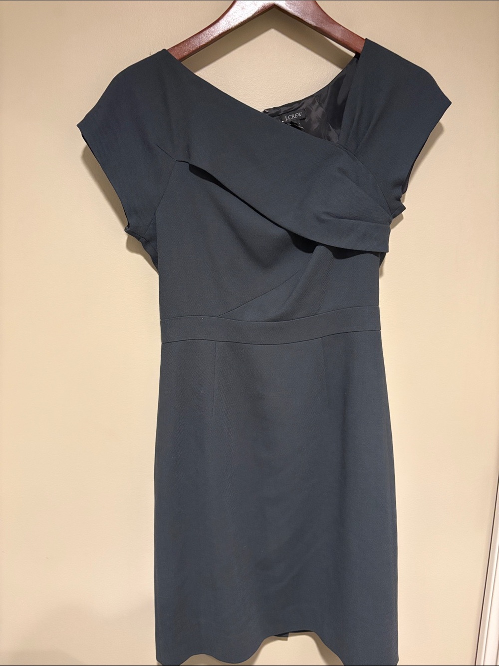 J. Crew Navy Draped Cap-Sleeve Midi Dress